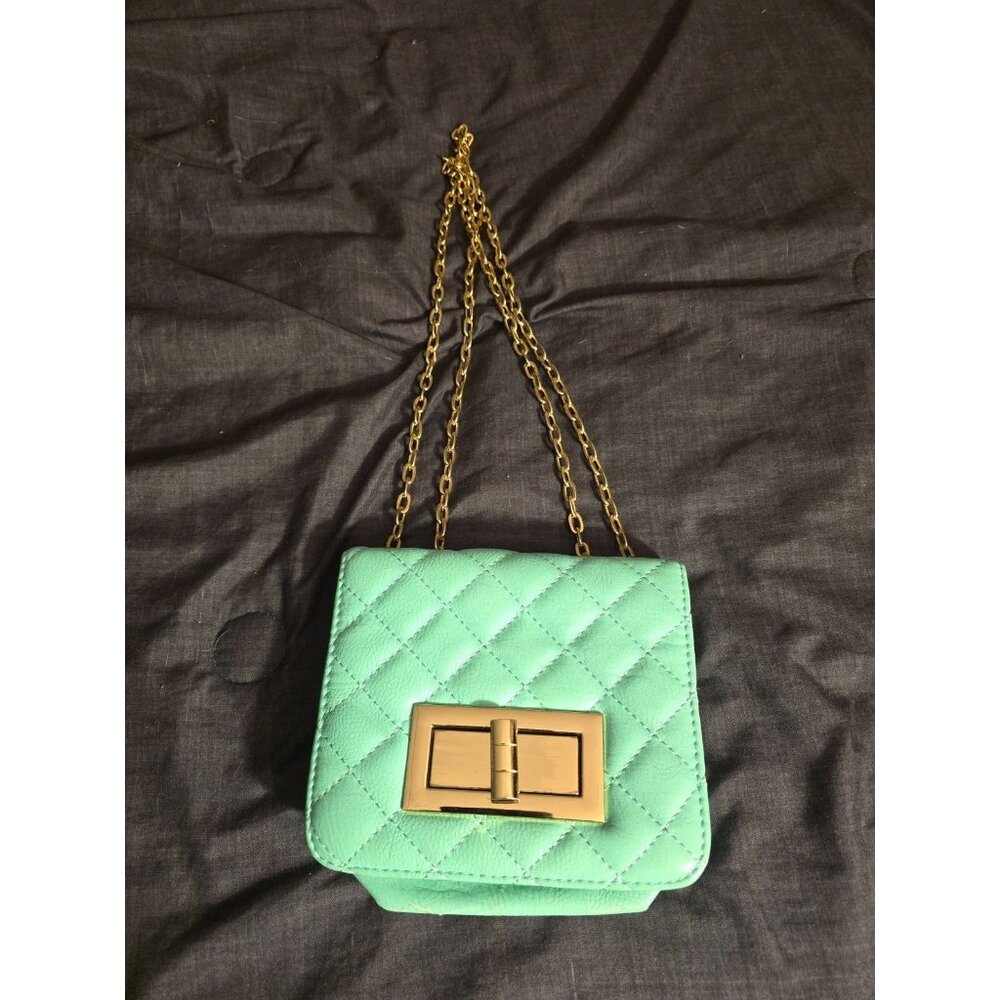 Teal Quilted Look Small Shoulder Bag Handbag Great for Dinner Clubbing‎ Purse